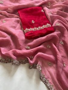 ผ้าส่าหรีอินเดียลายพิมพ์ล่าสุดจากดีไซเนอร์อินเดีย ดีไซน์หรูหราสง่างาม สไตล์อินเดียดั้งเดิม เหมาะสำหรับงานปาร์ตี้และชุดเจ้าสาว - Product Image 2