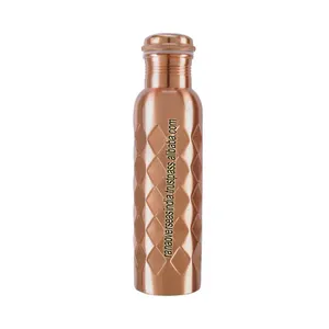 Premium Quality Pure Copper Water Bottle In Honey Cube Design For Home Office Travel Gym Sports At Best Price