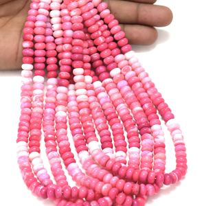 Magnifiques perles d'opale rose moutarde en forme de rondelle, 16 pouces, 6 mm à 9 mm, opale rose, perles d'opale de qualité AAA pour la fabrication de bijoux - Product Image 2