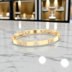 0,65 Quilates Moissanite E-F/VVS Corte Redondo Diamante Emblema Diseño Brazalete en Oro macizo 10K 14K 18K - Product Image 6