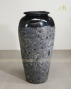 Pot en céramique émaillée Ombre noir Premium GL100H132BLO pour décoration de jardin de plantation à la maison en plein air et mini créations de paysages - Product Image 3