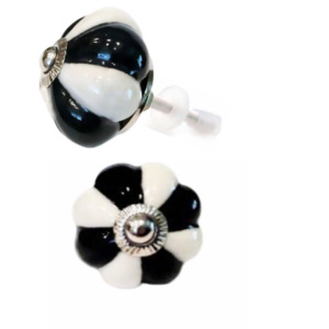 Poignées de poignée d'armoire de tiroir de boutons en céramique de melon noir et blanc - Product Image 2