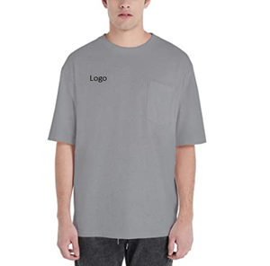 เสื้อยืดคอกลมแขนสั้นสำหรับผู้ชายทรงโอเวอร์ไซส์ผ้าคอตตอนคอกลมนุ่มมากใส่สบาย - Product Image 2