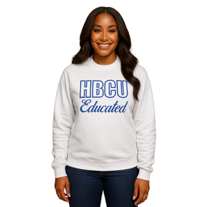 HBCU Zeta felpa in ciniglia educata bianco e blu reale ricamata in cotone personalizzato in misto confraternita greca Divine nove abbigliamento - Product Image 1