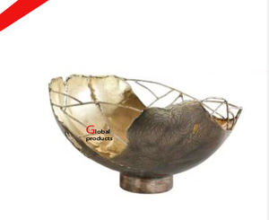 Ensemble de 2 bols de forme ronde avec finition argentée de qualité supérieure avec motif de feuilles pour restaurant et bar d'hôtel - Product Image 5