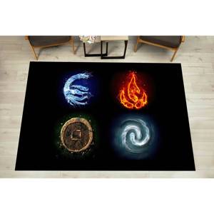 Tapis imprimé géométrique, décoration de bureau moderne, design élémentaire terrestre, cadeau personnalisé pour intérieur, tapis fin non tissé - Product Image 1