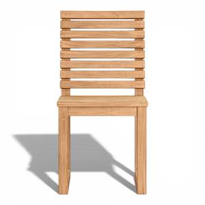 Chaise de salle à manger en teck moderne pour l'extérieur, dossier à lattes, meubles de jardin imperméables, chaise sans accoudoirs en bois massif pour patio, restaurant - Product Image 1