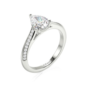 แหวนหมั้นเพชรทรงลูกแพร์แบบฝังเพชร Jeulia Custom Pave - Product Image 2