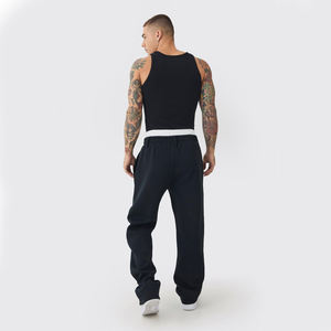 Haute qualité 400 GSM polaire Double taille élastique empilé pantalons de survêtement décontracté ample ajusté survêtement pantalon pour hommes en Stock - Product Image 3