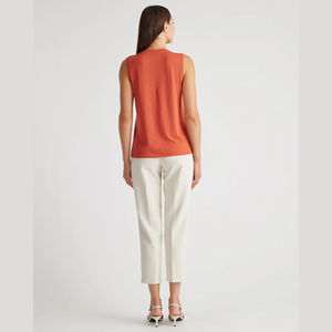 Top de Yoga de calidad Premium de talla grande para mujer, gimnasio de camiseta sin mangas de entrenamiento de fibra de bambú/algodón transpirable, patrón sólido de punto con OEM - Product Image 5