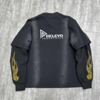 Kaos Pria Lengan Panjang Double Layer Oversize 100% Katun Custom OEM, Cetak Digital, Cepat Kering, Bernapas
