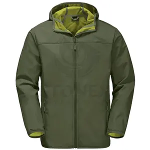 Custom logo Outdoor wear Super soft comfortable Waterproof Windproof 100% Polyester Soft Shell Jacket For Men's.