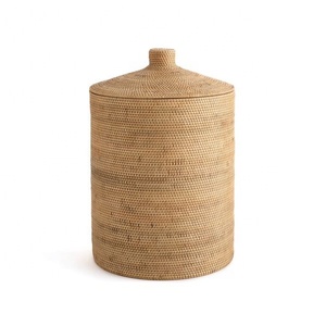 Panier de rangement en rotin avec couvercle et lin pour l'organisation de vêtements OEM variété acceptable de tailles de l'usine du Vietnam - Product Image 1