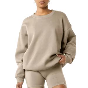 Venta caliente de algodón personalizado pulóver de lujo Streetwear de gran tamaño bordado en relieve sudaderas con capucha de las mujeres Sudadera de cuello redondo - Product Image 1