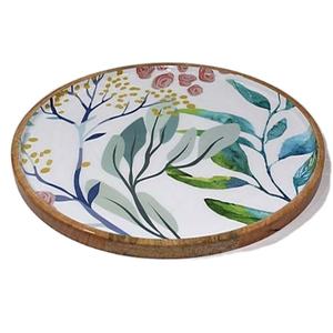 Plateau de service alimentaire décoratif en bois, assiettes rondes en bois disponibles à bas prix, haute qualité - Product Image 1