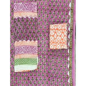 Vestido indio sin coser con estampado a mano y salwar kameez pakistaní con dupatta de mulmul, estilo sari. - Product Image 1