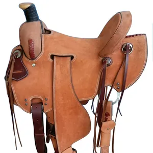 Western Roping Ranch Horse Saddle Smart Carbon Fiber Tree Plastic con estribos cubiertos de cuero Long Riding Leather Horse Saddle - Product Image 1