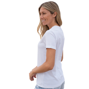 <b>Women</b> <b>White</b> <b>Short</b> <b>Sleeve</b> Crew Neck T <b>Shirt</b> 100% Luxury Organic Cotton Pre Shrunk GOTS Certified Premium Soft Classic Fit Tee - Product Image 6