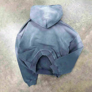 Sudadera con Capucha Oversize de Algodón 100% French Terry, Estilo Vintage, Personalizada, para Otoño, de Alto Gramaje, Lavado Ácido, Gris con Bordado, 500 Gsm - Product Image 4