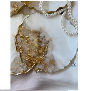 Custom Angel Agate Resin Coaster with Real Dried Pressed Flowers <b>Waterproof</b> & Durable Home Decor <b>Mat</b> From India - Product Image 1