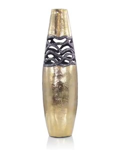 Glossy Antique Gold <b>Ribbed</b> Brass Flower <b>Vase</b> for Home and Office Desktop Decorative Accent Metal Flower <b>Vases</b> - Product Image 5