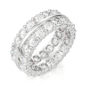 Bague de mariage éternité Moissanite à double rangée ronde Anniversaire Anniversaire ou Bague de fiançailles - Product Image 1