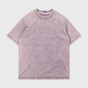 100% coton lourd Vintage lavage à l'acide T-Shirt pour hommes de haute qualité coupe ample Streetwear avec Logo sérigraphié - Product Image 3