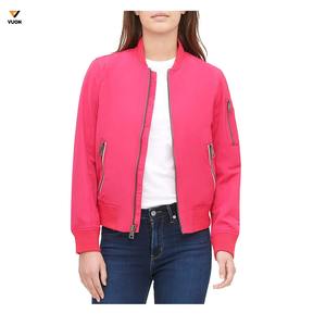 Femmes de haute qualité 100% Nylon veste d'hiver couleur unie Logo personnalisé fermeture éclair complète poches poitrine extérieur étanche imprimé - Product Image 1