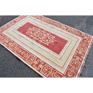 พรมปูพื้นขนแกะสไตล์ตุรกีโบราณขนาด49x74ฟุตสีแดงเบจแบบเย็บปะติดปะต่อกันเทคนิคสานเรียบสำหรับตกแต่งห้องนั่งเล่นทำจากยางขนาด10มม. - Product Image 2