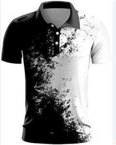 Polo de golf à manches courtes coupe ajustée pour homme Chemise décontractée boutonnée style musculaire respirante en tricot extensible imprimé de sport - Product Image 1