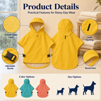 Imperméable réglable pour chien avec capuche et ouverture pour laisse, idéal pour les promenades par temps humide, garde les chiens plus secs sur les rues de la ville par temps de pluie.