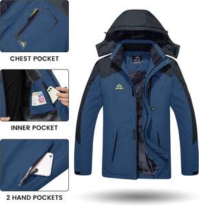 Parka de ski d'hiver 100% coton pour homme Veste de snowboard thermique isolée en polaire résistante à l'eau avec capuche pour imperméable - Product Image 2