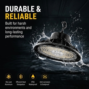 Luz LED UFO High Bay <span class=keywords><strong>para</strong></span> Almacenes Industriales, 100W-240W, con Certificación IP65 UL ETL, Múltiples Opciones de Potencia y 3 Temperaturas de Color, Disponible en EE. UU. - Product Image 3