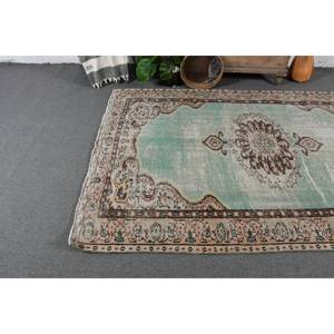 Tapis Vintage Turc 5.6 X 8.8ft Vert Beige Laine Latex Support 9x12 Rectangle Tabriz Abstrait Patchwork pour Entrée Couloir - Product Image 3