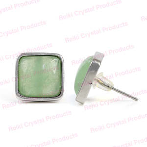 Crystal <b>Earrings</b> for Women <b>Girls</b> Natural Stone Square <b>Studs</b> - Product Image 4