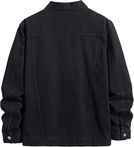 Veste en jean unie de dernière génération pour hommes, logo personnalisé OEM, mode, boutons d'hiver, fermeture à boutons, jean vintage noir délavé - Product Image 2