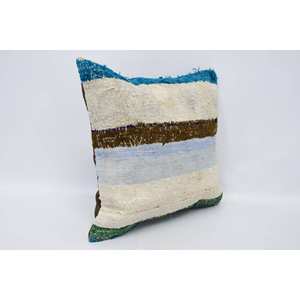 Oreiller Kantha en laine multicolore patchwork 16x16 pouces Coussin décoratif tissé avec motif vintage - Product Image 3