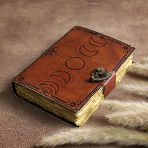 Relief Moon Design fait à la main 7x5 Vintage cuir fleur lecture sort livre 144 Pages Deckle bord papier Unique écriture Journal - Product Image 4