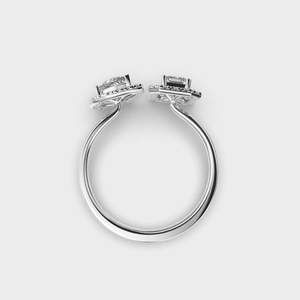 Toi Et Moi Halo Bague En Diamant 3.0 Carat Poire Émeraude Cut Lab Grown Bague De Fiançailles De Mariage Placage Rhodium VVS Parties Comes Box - Product Image 6