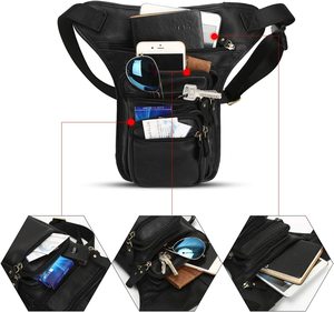 Riñonera multifunción de cuero genuino para hombres y mujeres, riñonera de pierna caída para motocicleta, bandolera de cuero genuino - Product Image 6