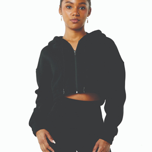 Jersey de algodón con estampado de pantalla personalizado, conjunto de Sudadera con capucha y pantalones de chándal con hombros caídos, Top corto, sudaderas con capucha transpirables para mujer - Product Image 2