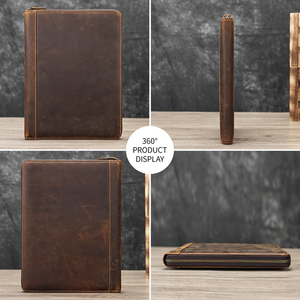 Genuine Leather Handmade Business Travel Organizer Portfolio 2-3 Compartments Zipper <b>Document</b> <b>Bag</b> Vintage Briefcase for Office - Product Image 5