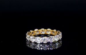 แหวนแต่งงานสีเหลืองทอง10K ประดับเพชร CVD HPHT สำหรับงานแต่งงาน - Product Image 2