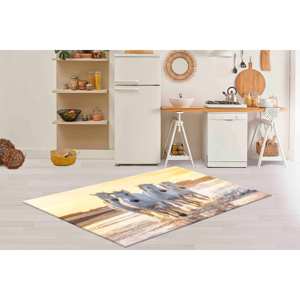 Horses on Beach <b>Rug</b>: 3D Printed Non-Slip Runner,<b>Chenille</b> <b>Rug</b> - Product Image 2