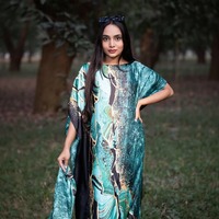 Nouvelles Tendances Robe Abaya Kaftan Femme Musulmane Ouverte à Capuche en Chiffon Brodé Manches Chauve-Souris Style Turc Africain Boubou