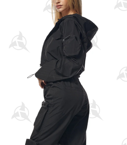 Conjunto de Pantalones Cargo y Chaqueta Cortavientos de Nylon con Cremallera Completa, Estilo Vintage con Logotipo Personalizado, para Mujer, Talla Grande, Ropa de Calle - Product Image 1