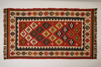 Tapis Kilim tissé à la main en gros, motif géométrique, en polyester recyclé, pour intérieur et extérieur
