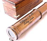 Télescope vintage en cuivre de Londres de 1917, jumelles nautiques en laiton avec boîte en bois, artisanat métallique, lunette marine antique pour cadeau et décoration
