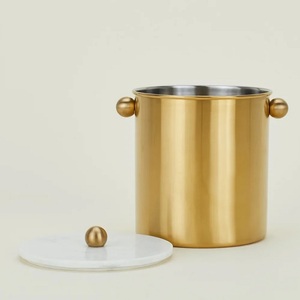 ถังน้ำแข็งสแตนเลสแท้100% วินเทจเคลือบทองถังแช่ไวน์ผนังสองชั้นปรับแต่งบาร์ได้ - Product Image 1