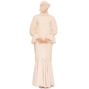 SIPO-Vestido largo de gasa con mangas abullonadas para mujer, traje a juego de dos capas con volantes, estilo elegante y modesto - Product Image 1